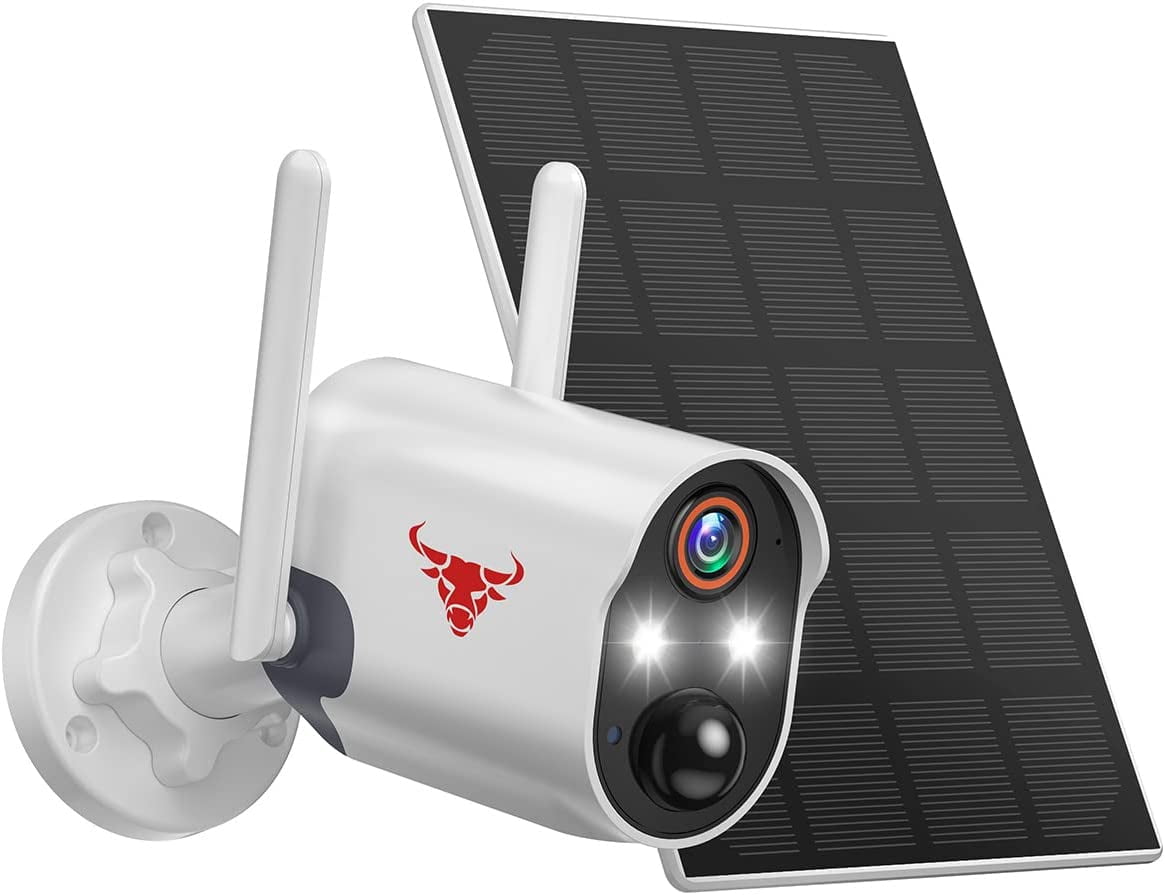 24*7 Continuous Recording WiFi Solar Security Camera System Solar Camera PIR Human Sensor + 2-Way Audio Built-in Battery 28800mAh 2K Infrared Night