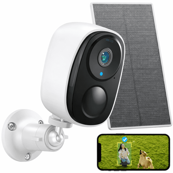 Solar Security Cameras Wireless Outdoor, Battery Powered, 2K Color Night Vision, Surveillance with AI Detection,PIR Human Detection, Supports 2.4GHz&5GHz Wi-Fi,Two Way Auido, Waterproof