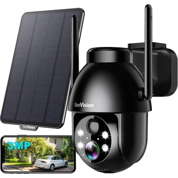 Solar Security Cameras, Wireless, Outdoor, for Home, with Spotlight, Night Vision