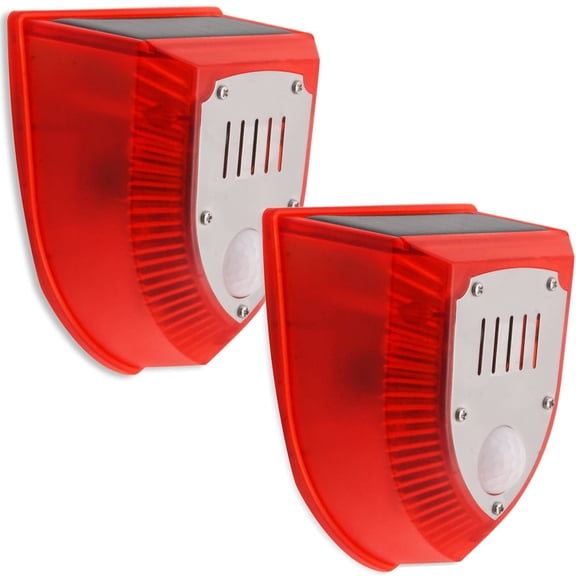 Solar Security Light Alarm, 129dB Warning Loud Solar Strobe Light Makes Gunshot Sounds & Dog Barking Waterproof PIR LED Motion Sensor for Farm Barn Yard