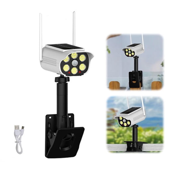 Solar Security Light with Fake Camera, Motion Detection Outdoor Wall Lamp, 66 LED 1500mAh Dummy Surveillance Light for Garden Fence Patio