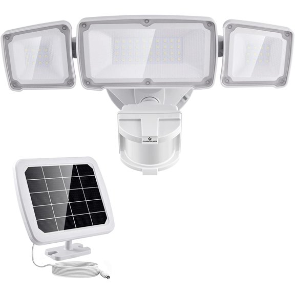 Solar Security Lights 2400mAh LED Motion Sensor Light Outdoor, Rechargable 1600lm Solar Flood Light, 5500-6000K, IP 65 Waterproof for Garage, Yard, Porch, Entryways - White