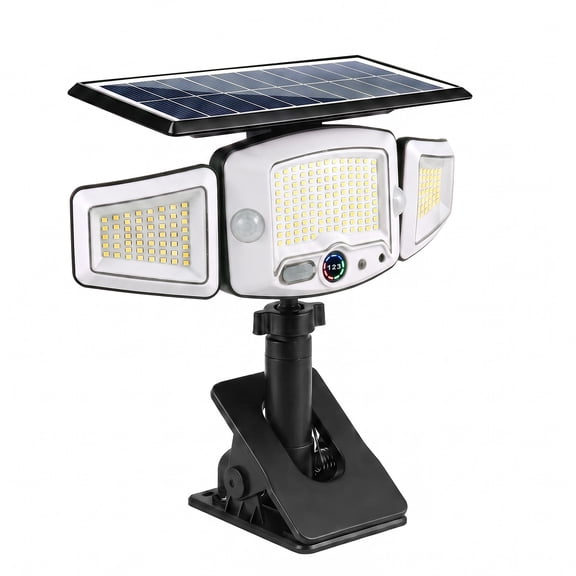 4000mAh Solar Security Lights, 3 Heads Dual Clip on Solar Flood Lights with 231 LED, Type-C Charging 3 Modes Waterproof Motion Lights for Yard, Garden, Garage, Porch, Deck, Camping