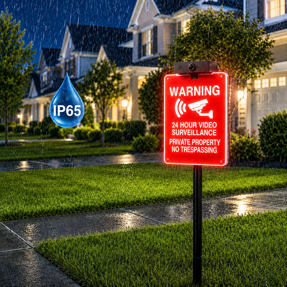 Solar Security Warning Light with Simulated Camera Automatic Night Glow Deterrent IP65 Waterproof Easy Installation 2 Pack