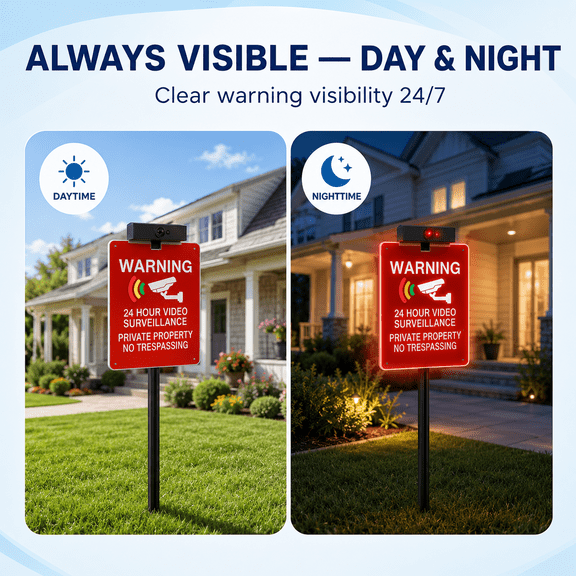 Solar Security Warning Light with Simulated Camera Automatic Night Glow Deterrent IP65 Waterproof Easy Installation 2 Pack