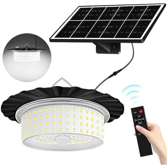 Solar Shed Barn Light Indoor Outdoor 244 LED Solar Pendant Light 5 Modes Solar Motion Sensor Light with Remote IP65 Waterproof$$Electrical