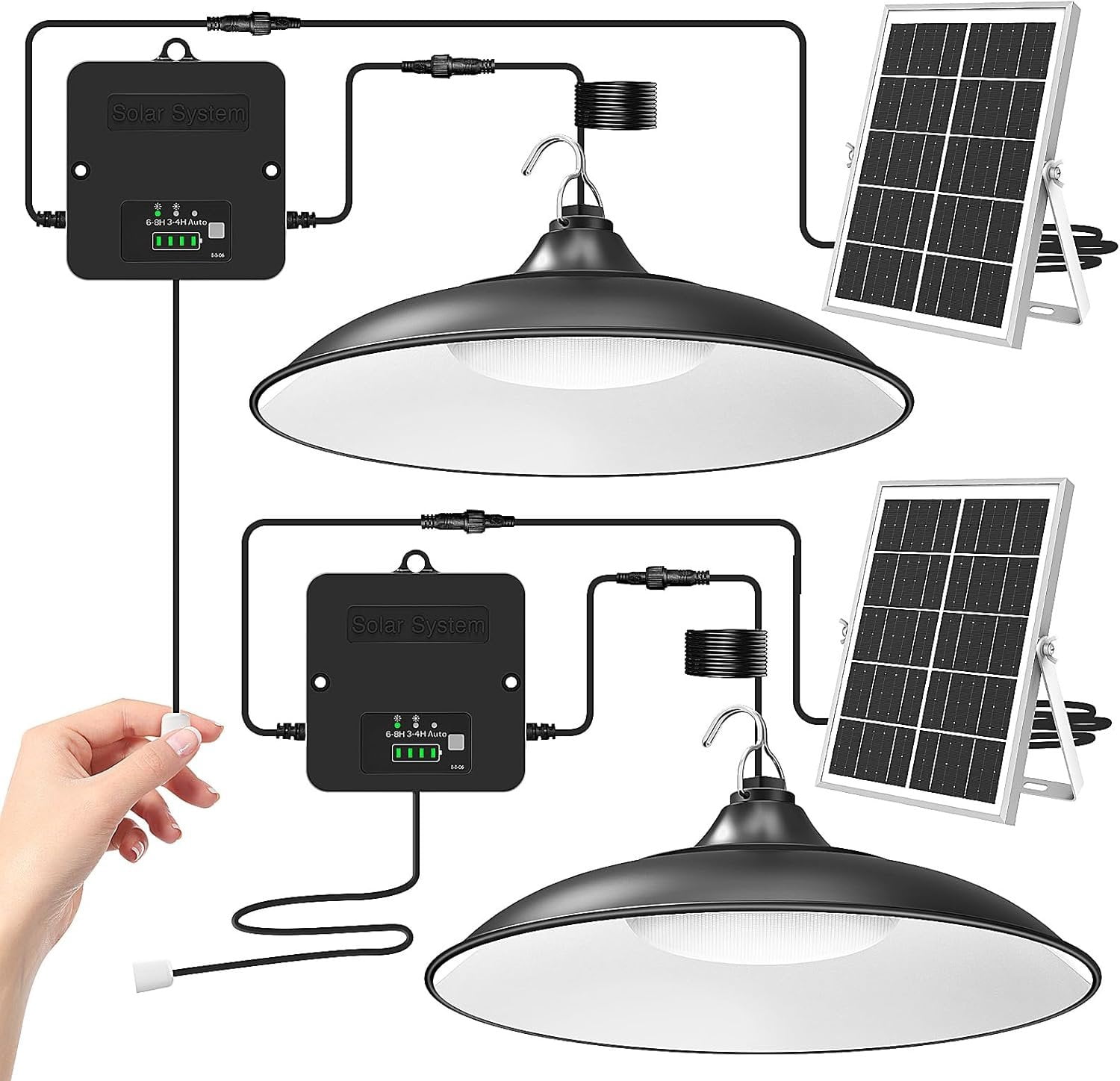 Solar Shed Light Indoor Outdoor, 2000LM Daytime Pendant Light with Pull ...