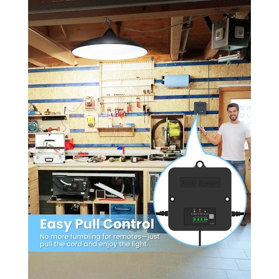 Solar Shed Light Indoor Outdoor, 2Pack Solar Pendant Light 2000LM Daytime Available with Battery Display, Waterproof Solar Powered Lights Indoor for Barn, Gazebo, Chicken Coops, Shop