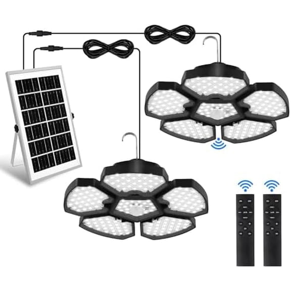 Solar Shed Light Indoor Outdoor with Motion Sensor & Remote, 1200LM 156LED, IP65 Waterproof, 5 Modes & Timer, Daytime Available Light for Garage, Barn, Gazebo, Patio, Garden$$Tools & Hardware Other