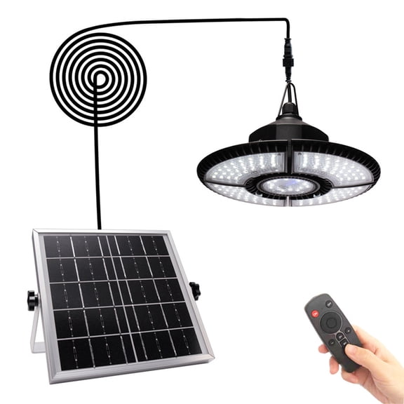 Solar Shed Light Indoor Outdoor Solar Powered Pandent Daytime Work Lights Remote Control Security Lamp for Garage Gazebo
