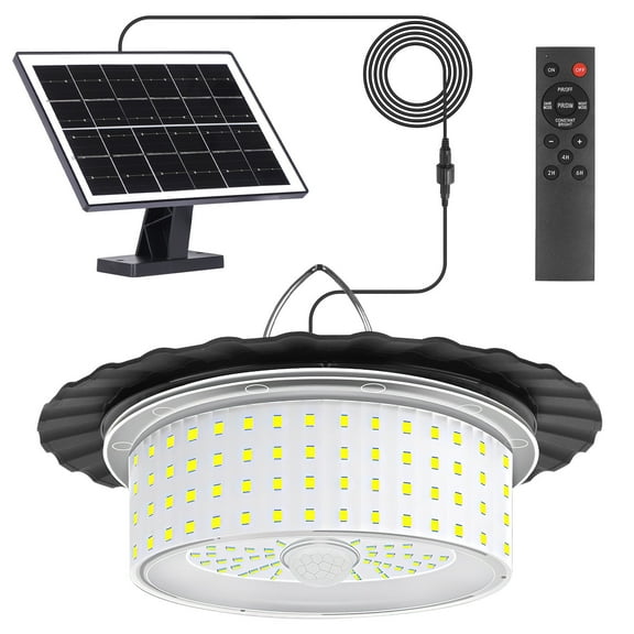 Solar Shed Light Outdoor Indoor, Upgrade 244 LED 360 Lighting Motion Sensor Pendant Light, Waterproof Solar Lights with Remote Control, Timer, 5 Modes for Shed Gazebo Garage Barn
