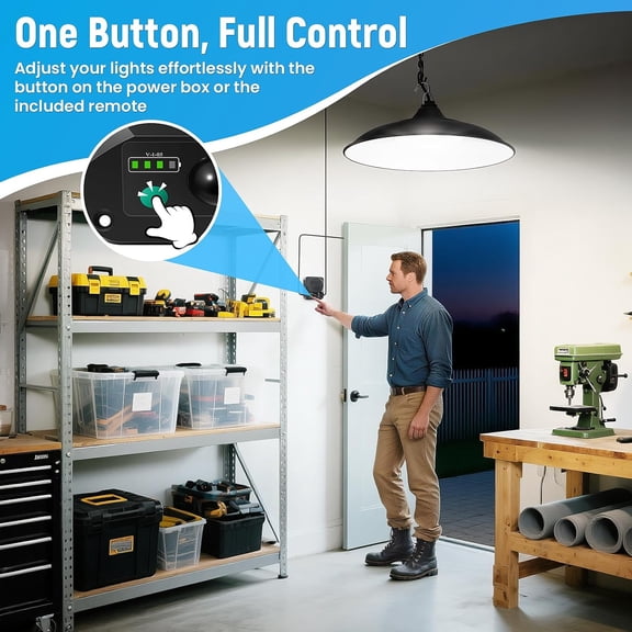 Solar Shed Lights Indoor Outdoor, 3200LM Motion Sensor Pendant Light Daytime Available with Remote & Button Control, IP65 Waterproof 4 Lighting Modes for Barn Garage Gazebo Chicken Coop Shop - 2 Pack