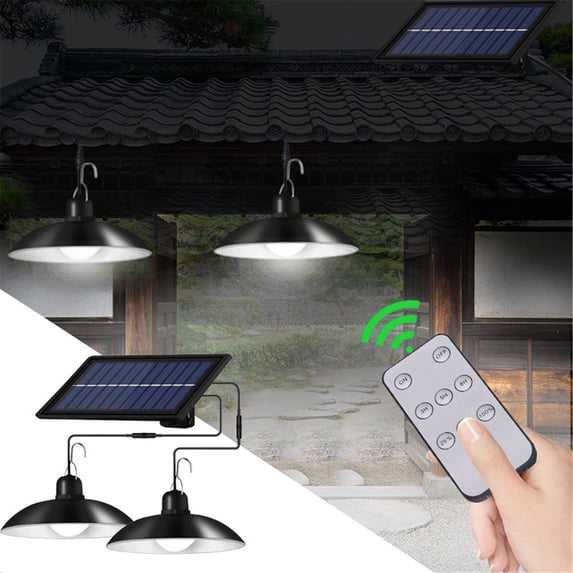 Solar Shed Lights Outdoor Indoor,Led Dusk to Dawn Battery Powered Pendant Lights with Remote Control 4 Modes(Timer Lighting|Auto-On|5 Dimmable|Daytime-On) Waterproof for Gazebo Porch Hanging