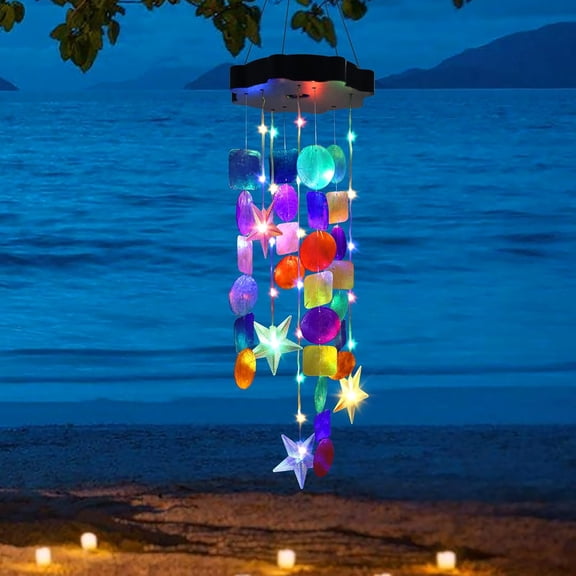 Solar Shell Gift for Mom Grandma Girls, Colorful Solar Wind Chimes for Outside, Outdoor Decorative Mobile Lights for Garden, Yard, Patio, Window, Party,Christmas Outdoor Decorations