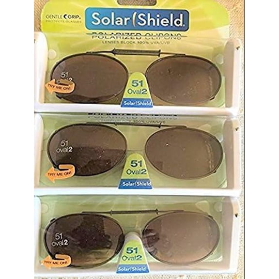 Solar Shield 3 51 oval 2 Full Frame Polarized Clip On Sunglasses Brown