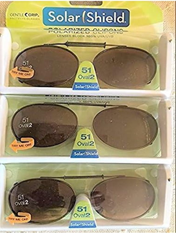3 51 oval 2 Full Frame Polarized Clip On Sunglasses Brown