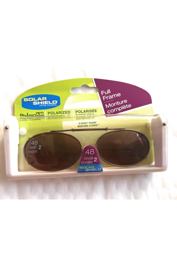 48 Oval 2 Polarized Lenses Full Frame Clip-on Sunglasses (Amber)