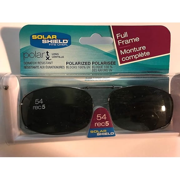 Solar Shield 54 Rec 5 Polarized Clip-on Sunglasses Fits Full Frame with Gray Lenses