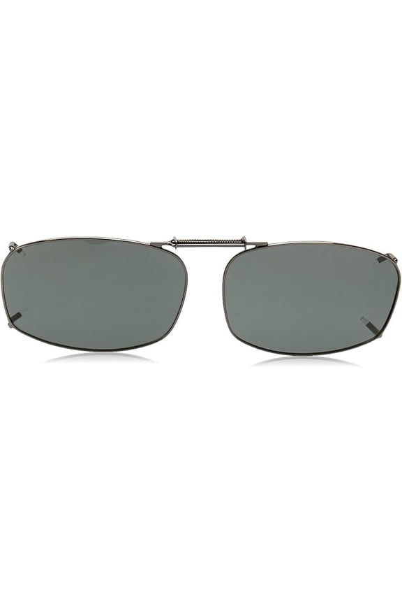 Clip-On Rectangular 54 Polarized Sunglasses Gunmetal Frame, Grey Lenses