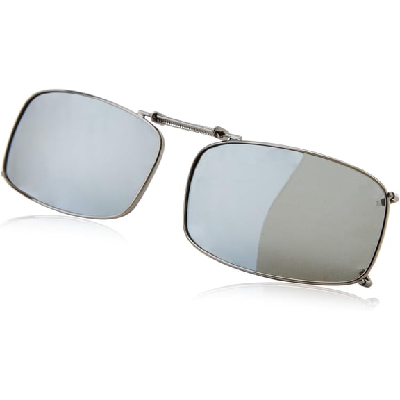 Solar Shield Clipon Rec 8 54 Polarized Rectangular Sunglasses, Gunmetal, 54 mm