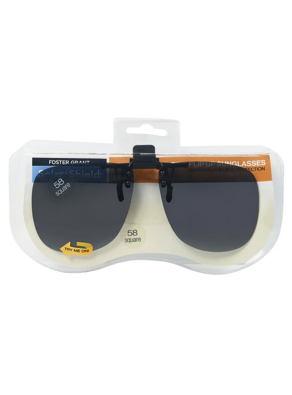 Solar Shield Dioptics ClipOn Unisex Square Fashion Sunglasses Black