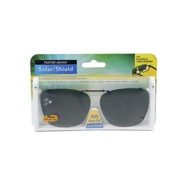 Solar Shield Dioptics ClipOns Unisex Rectangle Fashion Sunglasses, Black, 56 Rec M