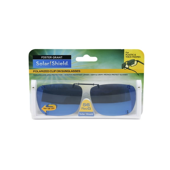Solar Shield Dioptics ClipOns Unisex Rectangle Fashion Sunglasses, Blue, 56 Rec G