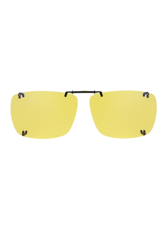 Dioptics Unisex Clip On Rectangle Fashion Sunglasses, Black Yellow, 58 Rec G