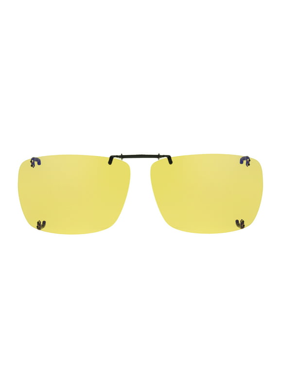 Solar Shield Dioptics Unisex Clip On Rectangle Fashion Sunglasses, Black Yellow, 58 Rec G