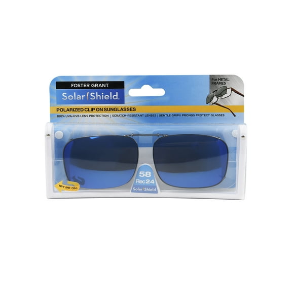 Solar Shield Dioptics Unisex Clip On Rectangle Fashion Sunglasses, Blue Mirror