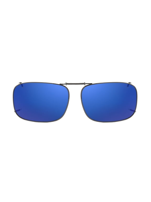 Unisex Dioptics Rectangle Blue Mirror Clip Ons