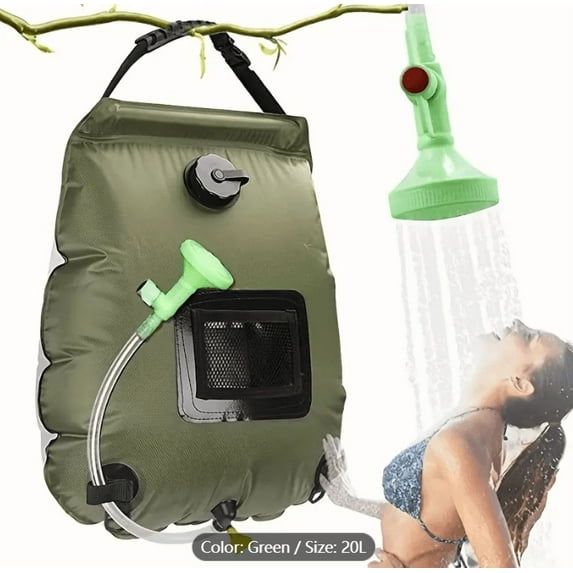 Solar Shower Bag 5.3 Gal (20L) Solar Heating Camping Shower Bag with Removable Hose and On Off Switchable Shower Head Traveling Shower Portable Shower for Beach Swimming Hiking Campi