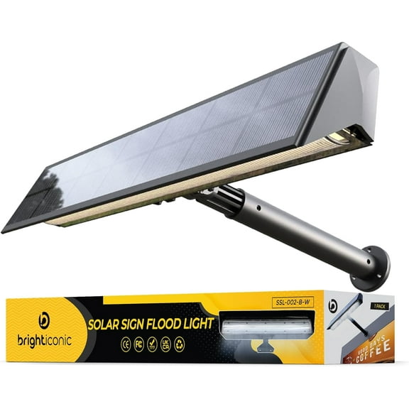 Solar Sign Light LED Outdoor 13 Inch Warm White Floodlight IP65 Waterproof Dusk to Dawn