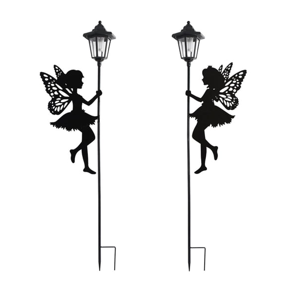 Solar Silhouette Flower Fairy Hexagon Lantern, Decorative Outdoor Hanging Light for Garden Yard Patio Home Fashion Landscape Decoration, Black