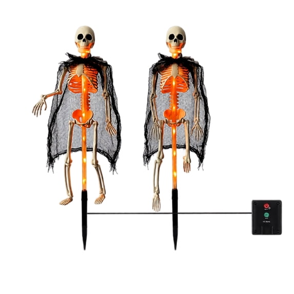 Solar Skeleton Yard Stake Lamp, Glow Bones Halloween Decoration with LED Light, Waterproof 3D Realistic Skull for Outdoor Grave Lawn Patio Fall Decor