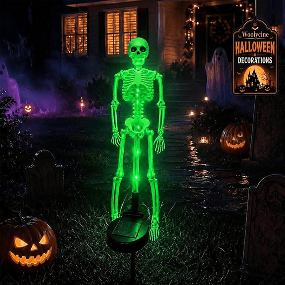 Solar Skeleton Yard Stakes, Halloween Decorations Garden Light, 3D Creepy LED Lamp Waterproof Realistic Ghosts for Outdoor Grave Lawn Patio House Party Fall Decor Gift