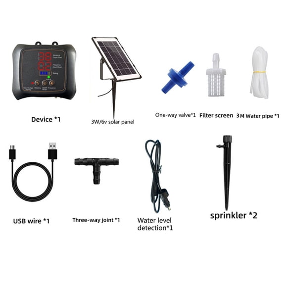 Solar Smart Automatic Watering SyStems - Timer Drip Irrigation Kit, Self-Watering Plants Device for Garden, Auto Plants Waterer with Solar USB Charging, 0.8-1L/min Pump, 1.54 lbs