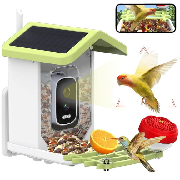 Smart Bird Feeder with Camera Solar Powered, 4K HD, AI Recognition, Instant Arrival Alerts, Motion Sensor, Gift for Bird Lover