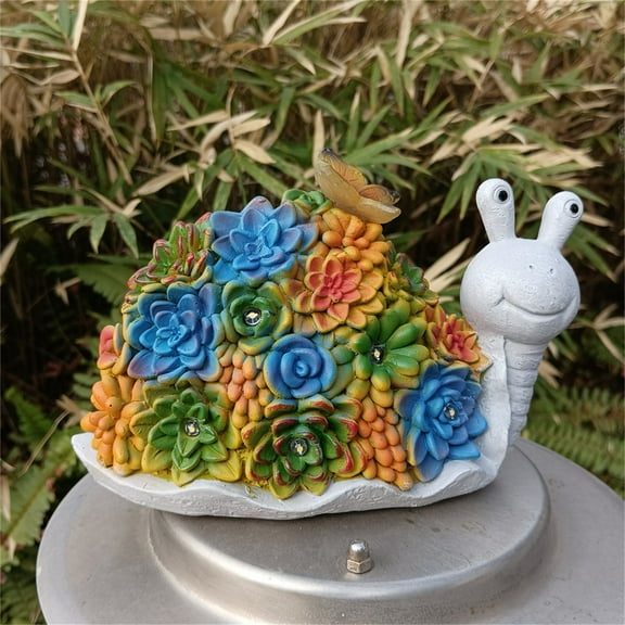 Solar Snail Figurine With Succulent Design Crafts Outdoor Decor, Solar-Powered Dusk-To-Dawn Auto Lighting Ip44 Waterproof, Garden Patio Yard Lawn Decoration Ornament