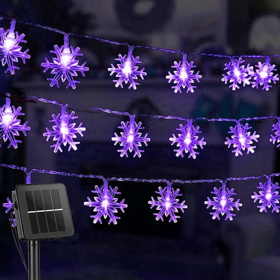 Solar Snowflake Lights String, 8 Modes Waterproof Solar Christmas Fairy Lights for Home Gardens Outdoor Holiday Christmas Tree Party Decorations