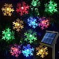 thumbnail image 1 of Solar Snowflake String Light, 16.4ft 20LED 8 Modes Waterproof Solar Powered String Fairy Lights for Patio Home Gardens Outdoor Holiday Christmas Tree Party Decorations, Multicolor, 1 of 7