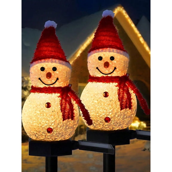 Solar Snowman Garden Light, Waterproof Outdoor Christmas Decor, 1-Pack
