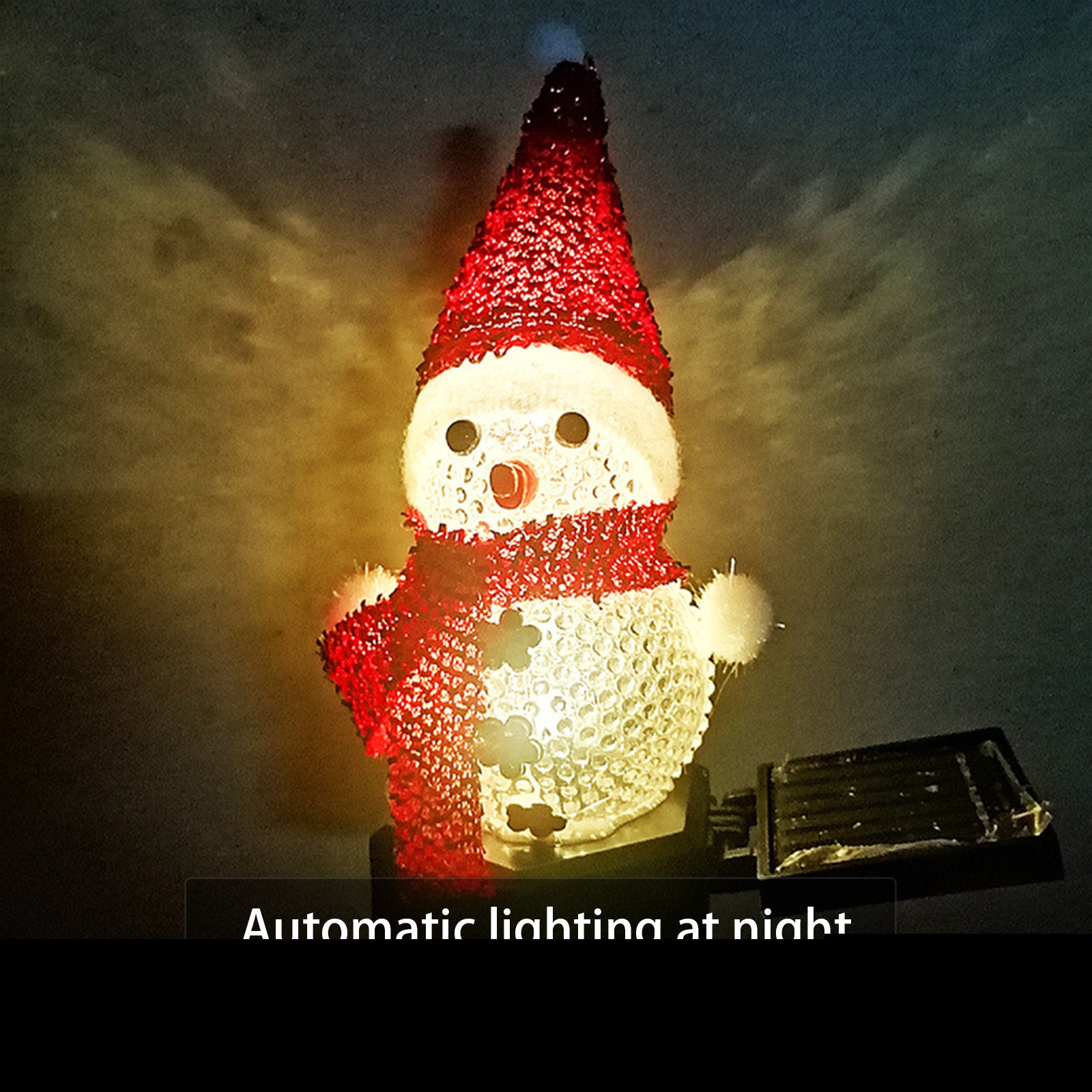 Solar Snowman Outdoor Christmas Garden Lights, Decorative Metal Stake Lights, IP65 Waterproof, Auto On/Off, Holiday Yard, Lawn, Patio, Porch, Festive Outdoor Lighting