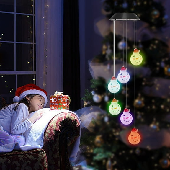 Garden Wind Chimes Solar Snowman Wind Chime Light Outdoor Decoration MoodLight Courtyard Garden Layout Pendant Light Chandelier Christmas