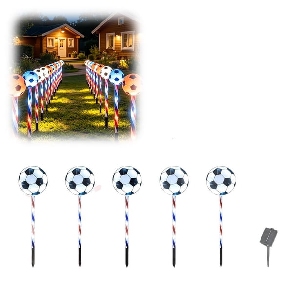 Solar Soccer Ball Stake Lights for Garden Walkway Patio Outdoor Decor