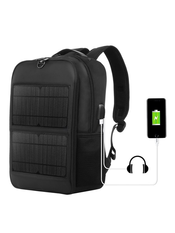 Solar Solar Backpack With 14W Solar Panel Dual USB Port Waterproof Nylon Backpack For Outdoors Large-Capacity Travel Bag For Hiking Climbing