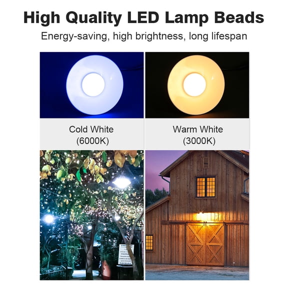 Solar Solar Solar Pendant Light Dual Head Outdoor Waterproof Solar Powered Shed Lights Rechargeable LED Ceiling Lamp Auto Illuminating Hanging Security Lights for Yard Garden Patio Gate