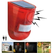 Solar Sound & Light Alarm Motion Sensor 110 Decibels Siren Sound Alert & 6LEDs Flash Warning Strobe Security Alarm System for Farm Villa