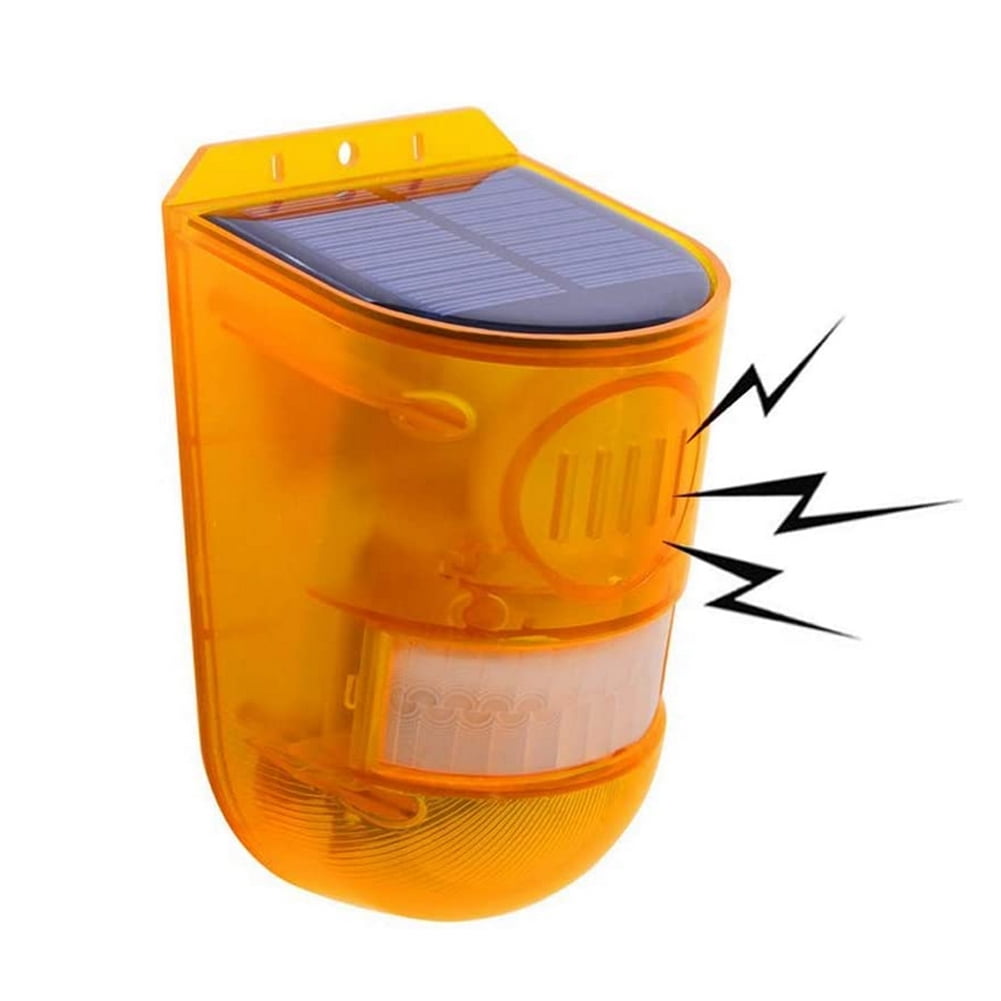 Solar Sound & Light Alarm Motion Sensor, 16 LED Strobe Warning Yellow