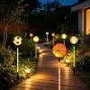 Solar Sports Ball Garden Lights, 8 Dynamic Lighting Modes, Auto On Off Sensor Design, Weatherproof Ground Stake Lamps for Pathway Lawn Patio and Independence Day Yard Decor